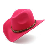 Women's Men's Wool Hollow Western Cowboy Hat With Fashion Belt Size 56