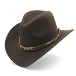 Women's Men's Wool Hollow Western Cowboy Hat With Fashion Belt Size 56