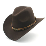 Women's Men's Wool Hollow Western Cowboy Hat With Fashion Belt Size 56