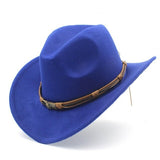 Women's Men's Wool Hollow Western Cowboy Hat With Fashion Belt Size 56