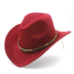 Women's Men's Wool Hollow Western Cowboy Hat With Fashion Belt Size 56