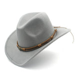 Women's Men's Wool Hollow Western Cowboy Hat With Fashion Belt Size 56
