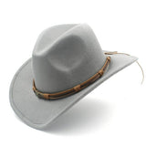 Women's Men's Wool Hollow Western Cowboy Hat With Fashion Belt Size 56