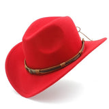 Women's Men's Wool Hollow Western Cowboy Hat With Fashion Belt Size 56