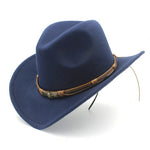 Women's Men's Wool Hollow Western Cowboy Hat With Fashion Belt Size 56